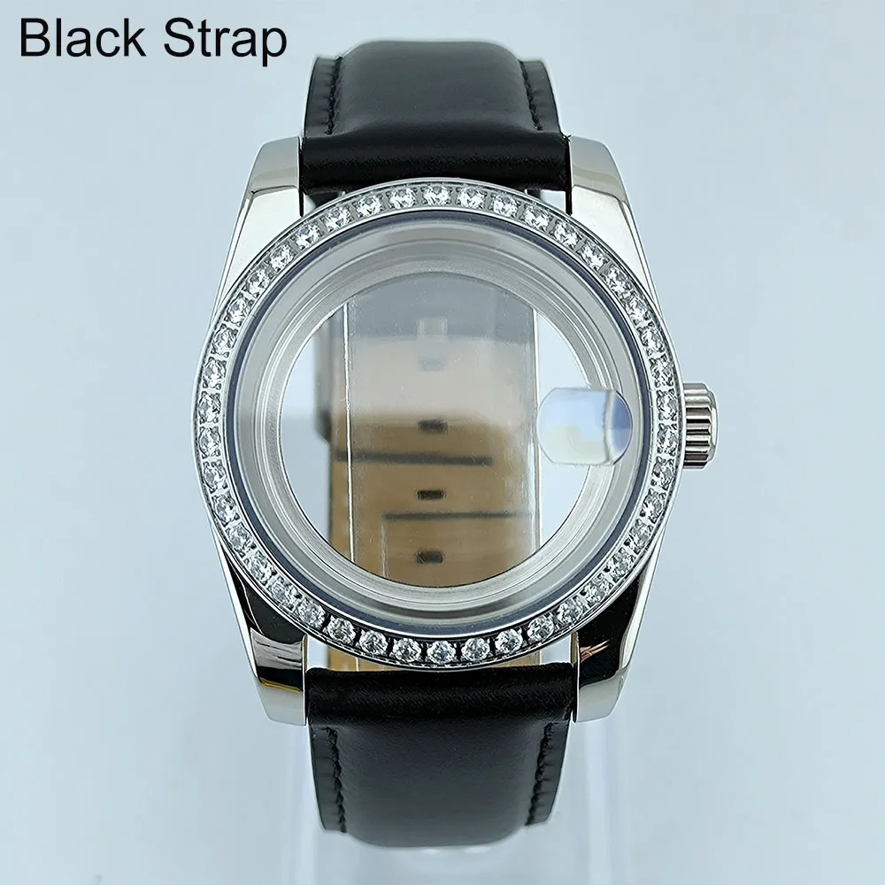 Caja de reloj NH35 con diamantes, reloj para hombre y mujer, accesorios de reloj de cristal de zafiro de 36mm o 39mm para movimiento NH35/NH36