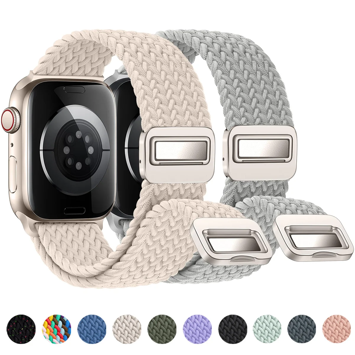 Braided Solo Strap For Apple Watch Band 46MM 45mm 49mm 44mm 42mm 41/40mm Nylon Elastic Bracelet iWatch series 10 9 7 SE 6 8 5 4