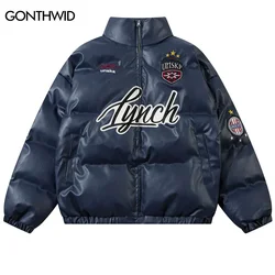 Winter Leather Jackets Men Embroidered Waterproof Windbreaker Thick Warm Padded Coat Hip Hop Thick Warm Padded Parkas Streetwear