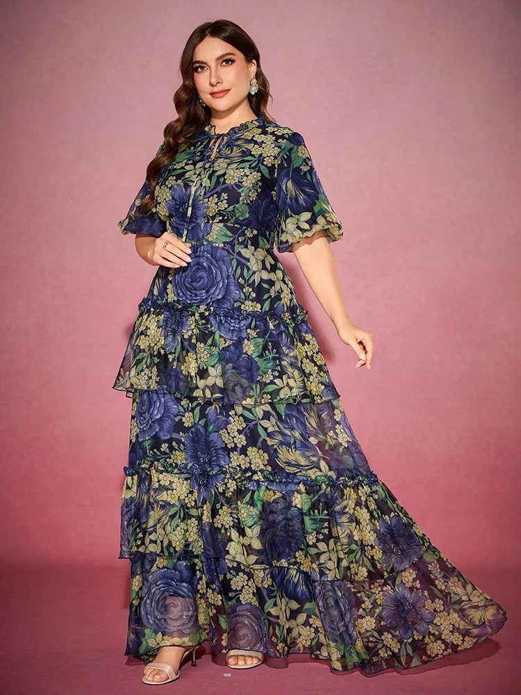 

TOLEEN женские платья макси больших размеров модное богемное платье с цветочным принтом и элегантными пышными рукавами вечернее платье для женщин