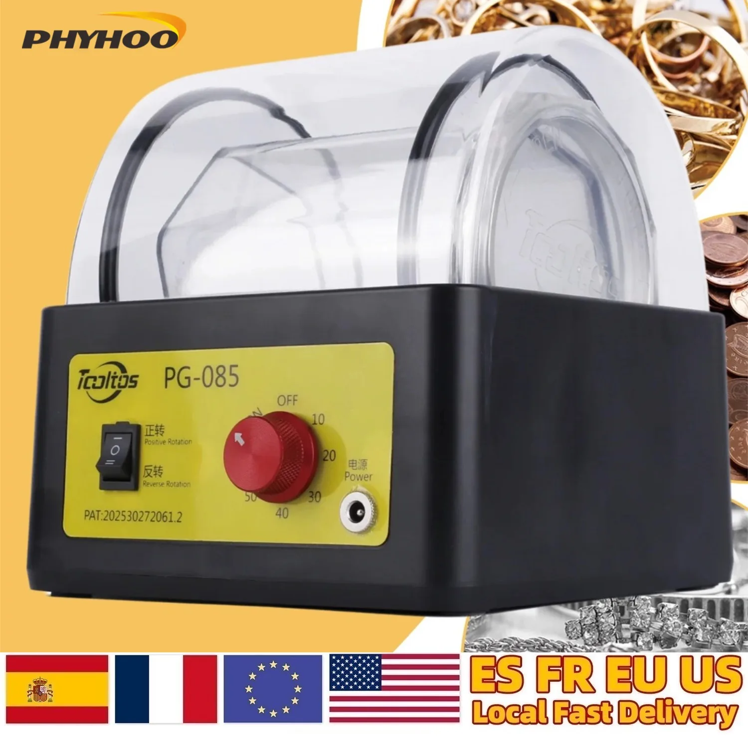 

Mini Tumbler Jewelry Rotary Polishing Machine 110V/220V for Metal Jewelry Cleaning PG-085 0.85L Capacity Jewellery Polisher