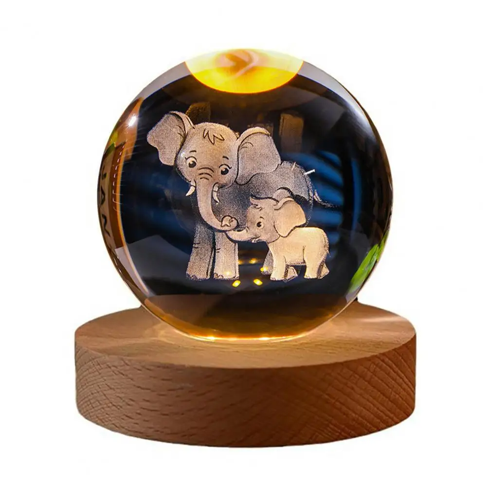 

Glass Ball Lamp Solar System Ball Night Light with Wooden Base 7 Color Changing Night Light User-friendly for Home