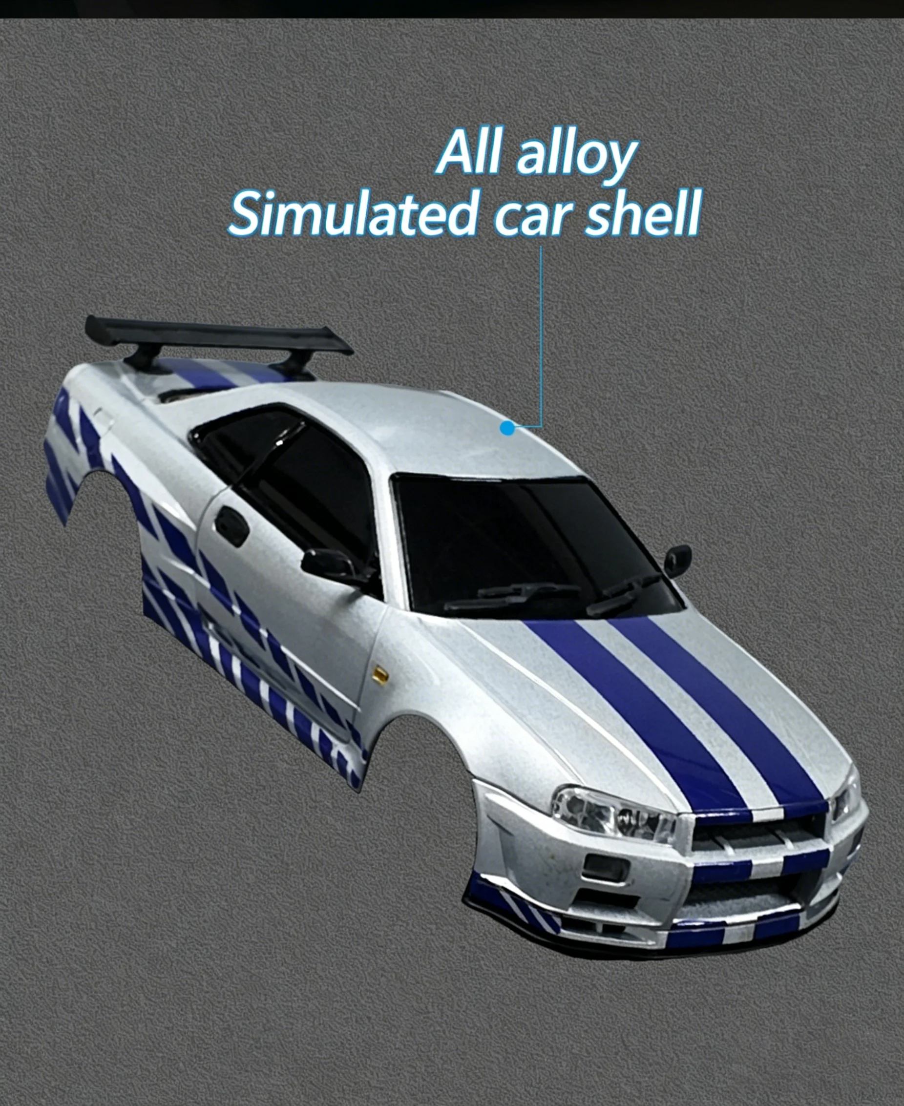 1/18 GTR R34 RWD RC Drift Car LDRC LD1899 2.4G ESP Gyro Alloy Metal Body LED Simulation Headlight Hobby RTR Racing RC Car Toy