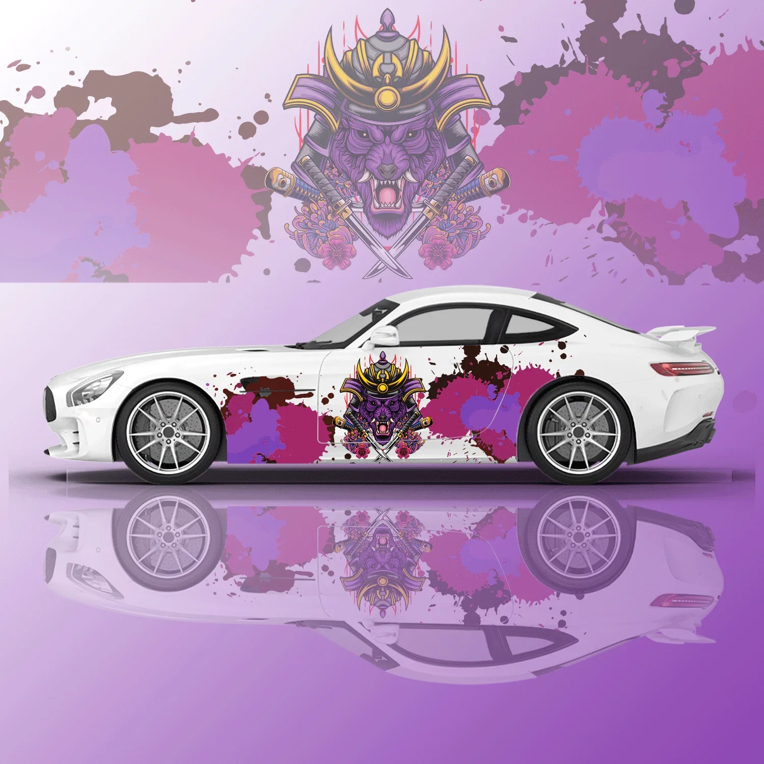 

Samurai Mask Graffiti Cloud Car Side Sticker Vinyl Self-adhesive Paper Motorsport Paint Decal Suitable for Truck Suv Decoration