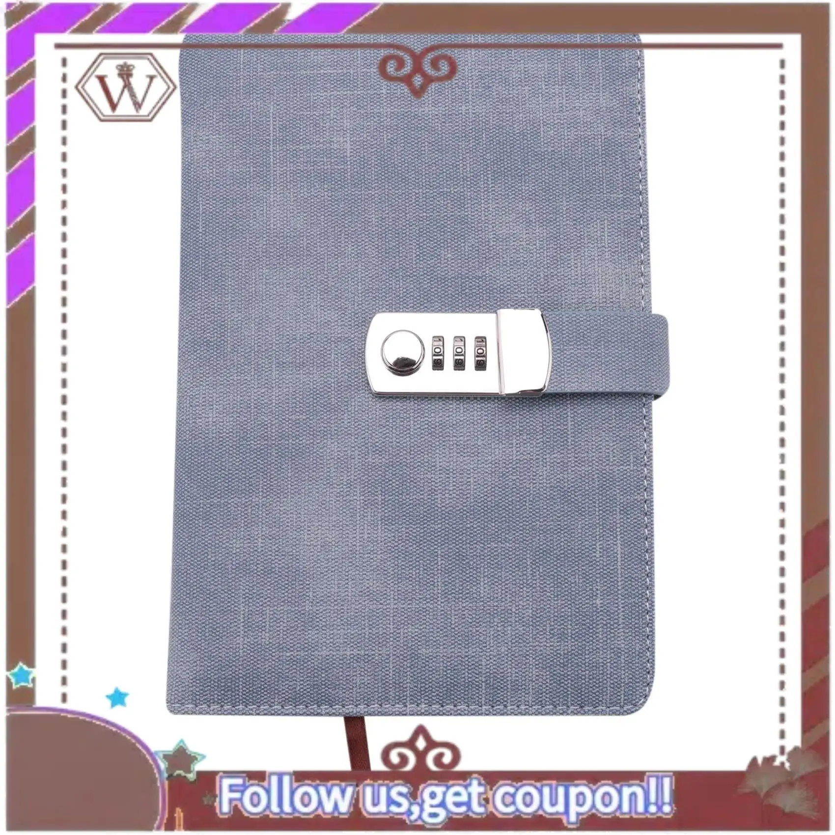 ล่าสุดรหัสผ่านกระดาษโน๊ตบุ๊คล็อคแบบพกพาหนังสือ PU ไดอารี่ล็อค Traveler Journal Weekly Planner โรงเรียนเครื่องเขียน