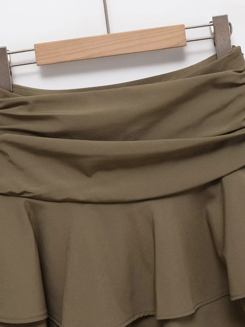 ETJ 2025 Damen Sommer Neu Sexy Mode Hot Girl Style Flauschige Stufenverzierung Mittelhoch Sitzender Kurzer Rock-Hosenrock – Detail 14
