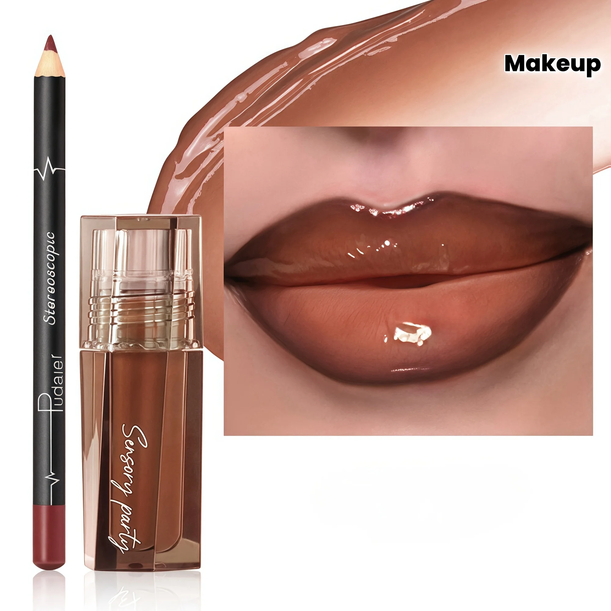 Ensemble brillant à lèvres hydratant et crayon à lèvres – Définir vos lèvres avec une précision 3D, pour obtenir un look rosé pour toute occasion