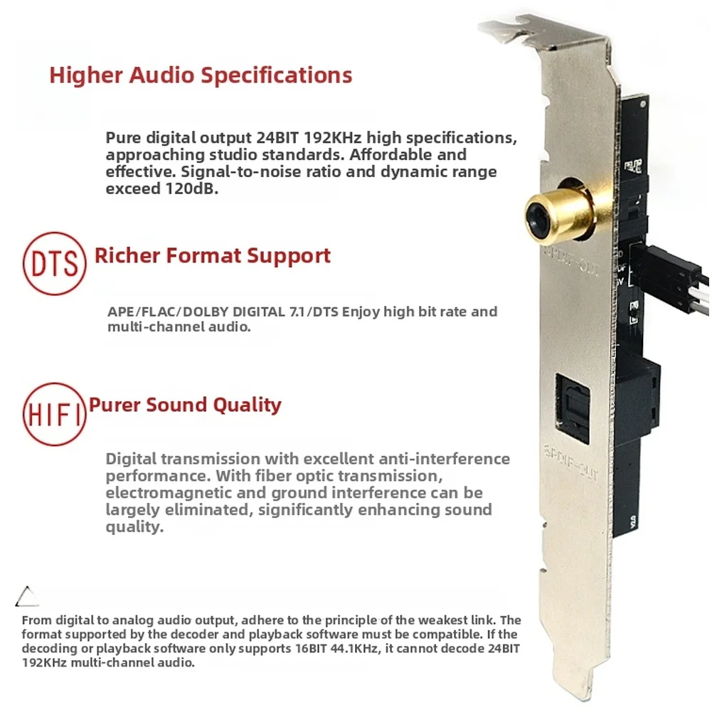 بطاقة إخراج الصوت الرقمية المحورية البصرية SPDIF مع واجهة مطلية بالذهب لملحقات أداة قياس الاختبار