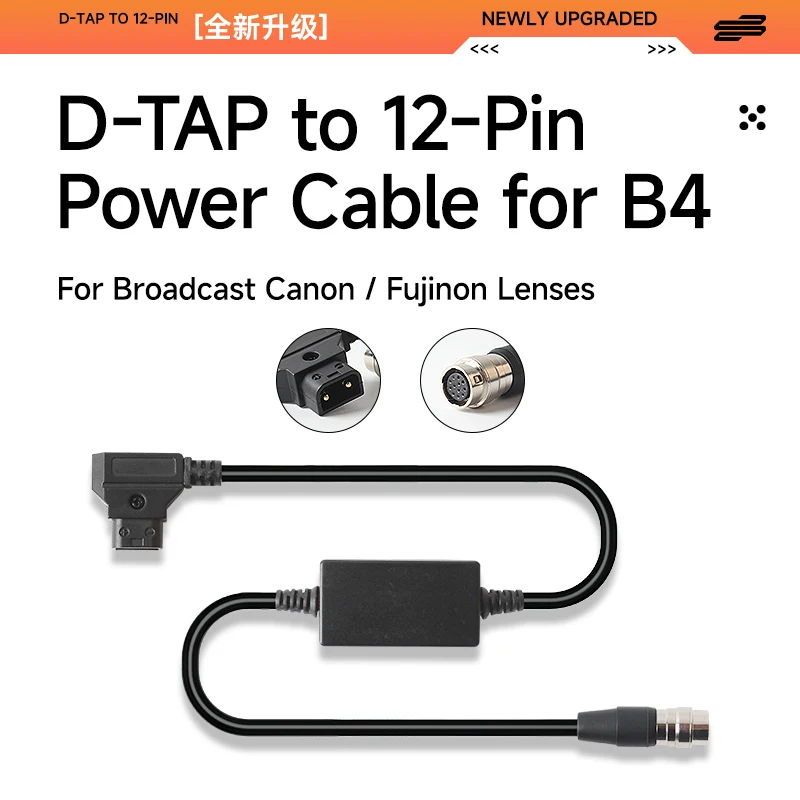 D-TAP to 12-Pin B4 Lens Power Cable - 14.8V to 12V Regulated, 1-Year Warranty for V-Mount Batteries