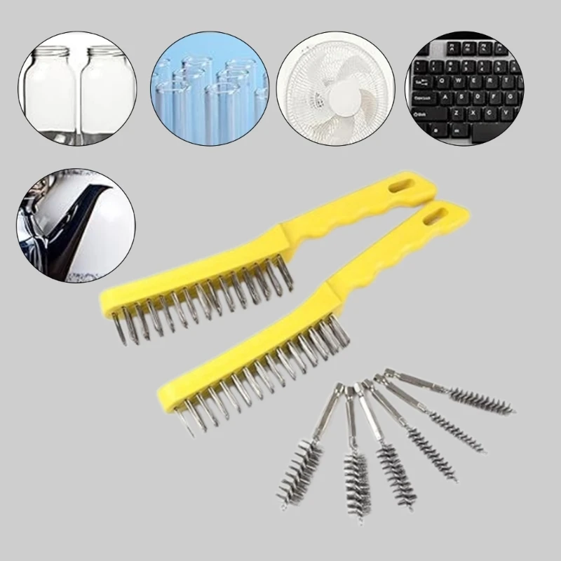 Stainless Steel Wire Scratch Brush Slip Resistant Handle Rust Remover For Welding Dust Removal And Rust Cleaning