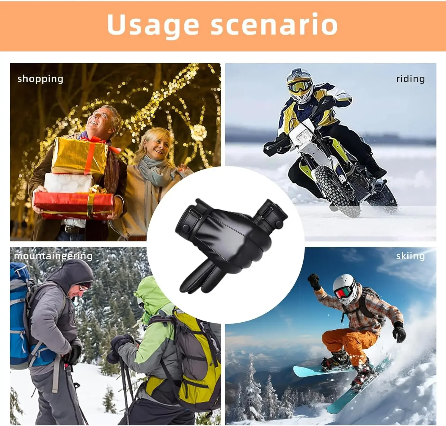 Winterhandschuhe für Herren, echtes Leder, warm, plus Samt, Touchscreen-Handschuhe, Outdoor, Radfahren, Fahren, Motorrad, PU-Handschuhe – Detail 5