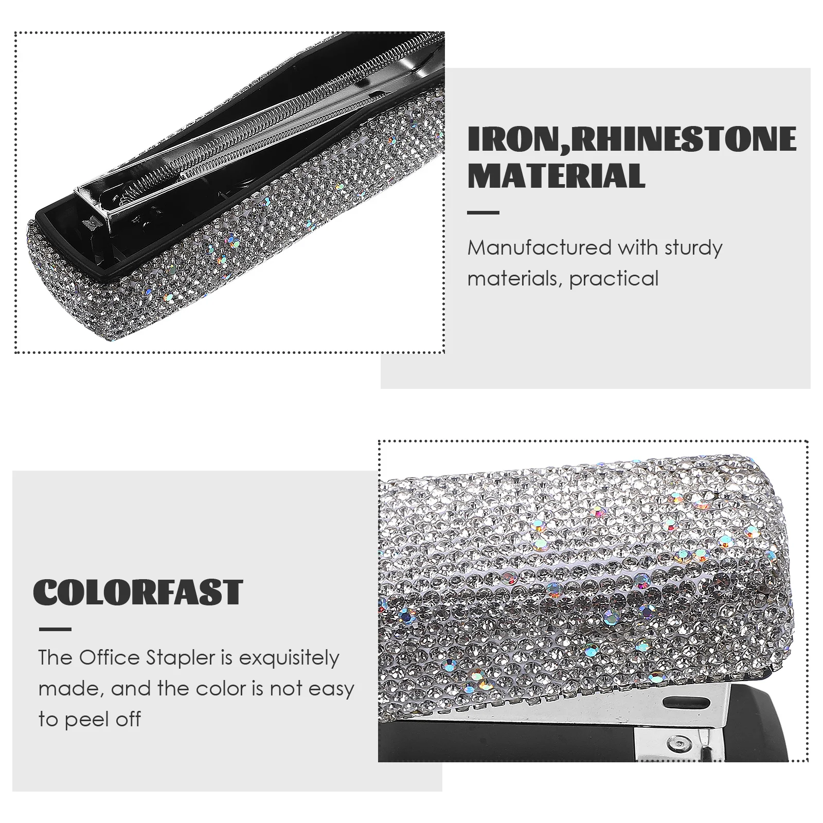 

1 set Diamond Stapler Compact Heavy Duty Handheld Office Stapler For Desk Organizer Paper Fastener Stationery Tool