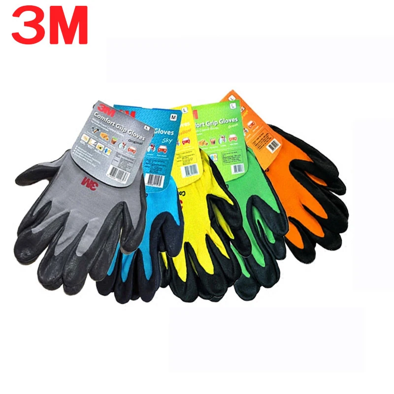 5Color 3M Work Gloves Comfort Grip wear-resistant Slip-resistant Anti-labor Safety Gloves Nitrile touch screen Glove