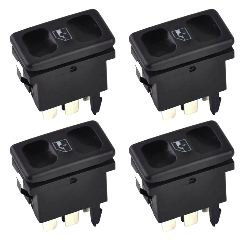 4PCS Car Black Plastic Metal Power Window Control Switch Button 191959855 BDP605 For Golf Jetta MK2 1985 -1987 1988 1989