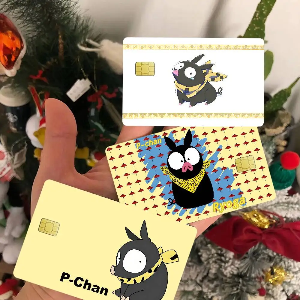 Anime Cute Ranma P Chan Ryogas Pig 2024 Anime Cartoon Skin Stickers Film Tape Case For Big Credit Debit Card Front Side