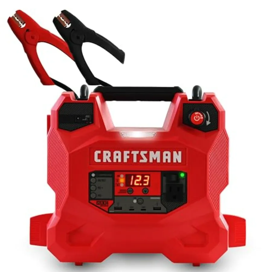 1200A Car Battery Jump Starter and Portable Power Station 5-in-1 Solution with 100-PSI Air Compressor for 12V Automotive Sport