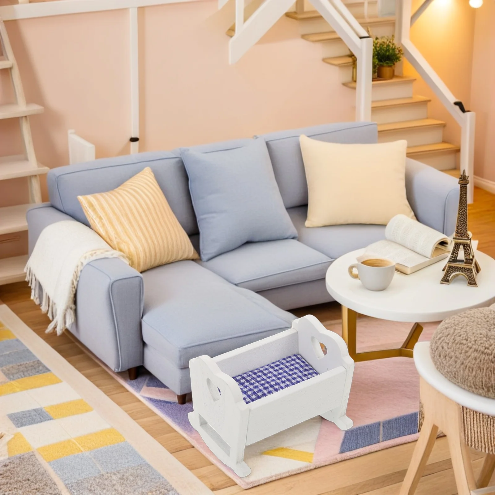 3 pezzi mobili per la casa arredamento modello casa delle bambole culla giocattolo mini letto in legno babydoll