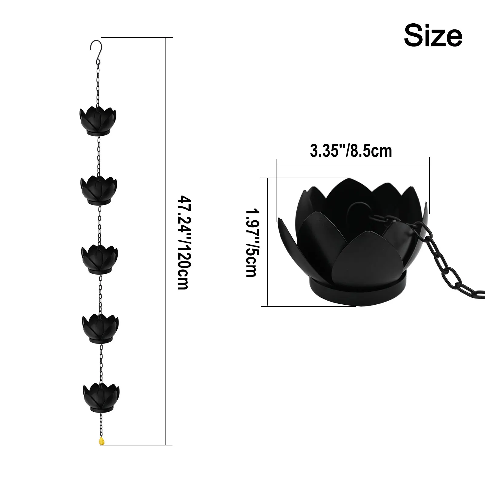 Hanging Chain Garden Decoration Garden Focal Point Rust Resistant Rust-resistant 5 Lotus Flowers For Garden Decor