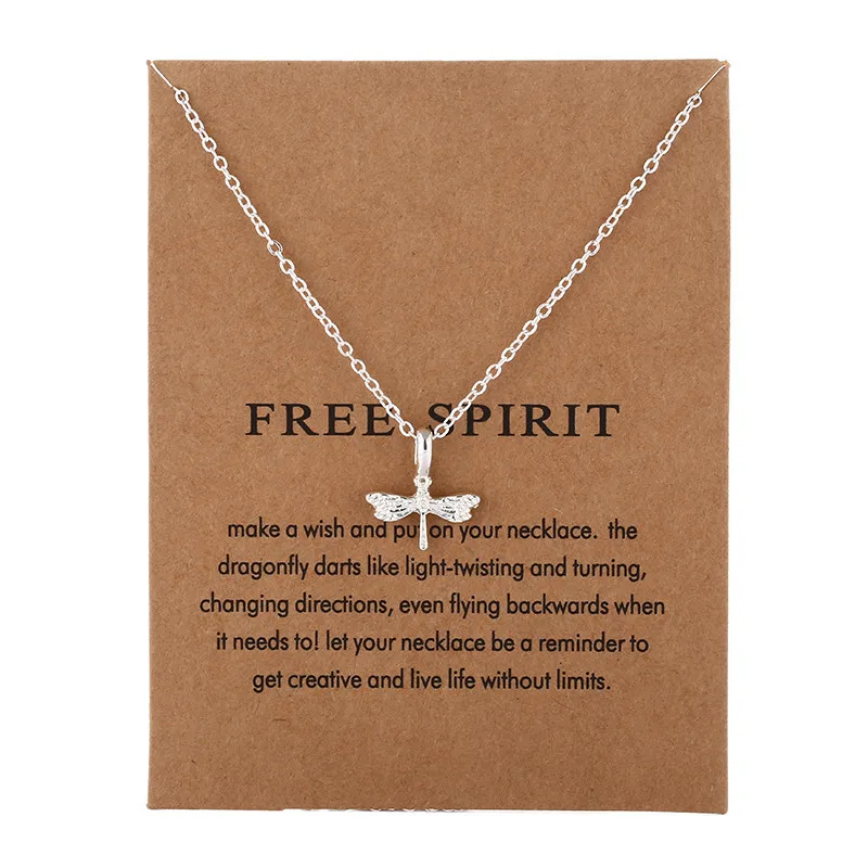 New Trendy Fashion Silver Gold Color Alloy Free Spirit Dragonfly Pendant Necklaces for Women Girl Fashion Jewelry Dropship