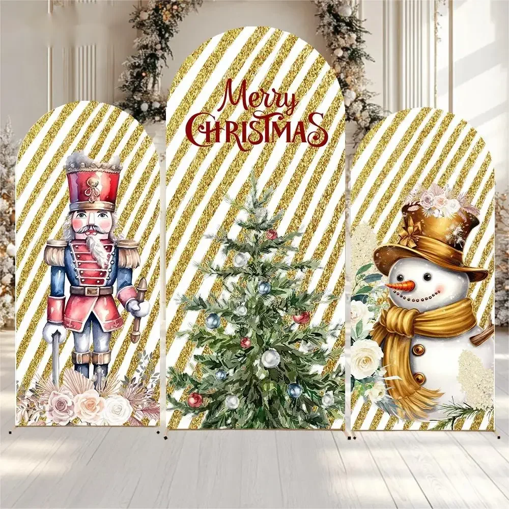 VIKAMA Christmas Happy Arch-shaped Background Cloth, Holiday Party Family Photo Background Set, Holiday Home Decoration - Image 3