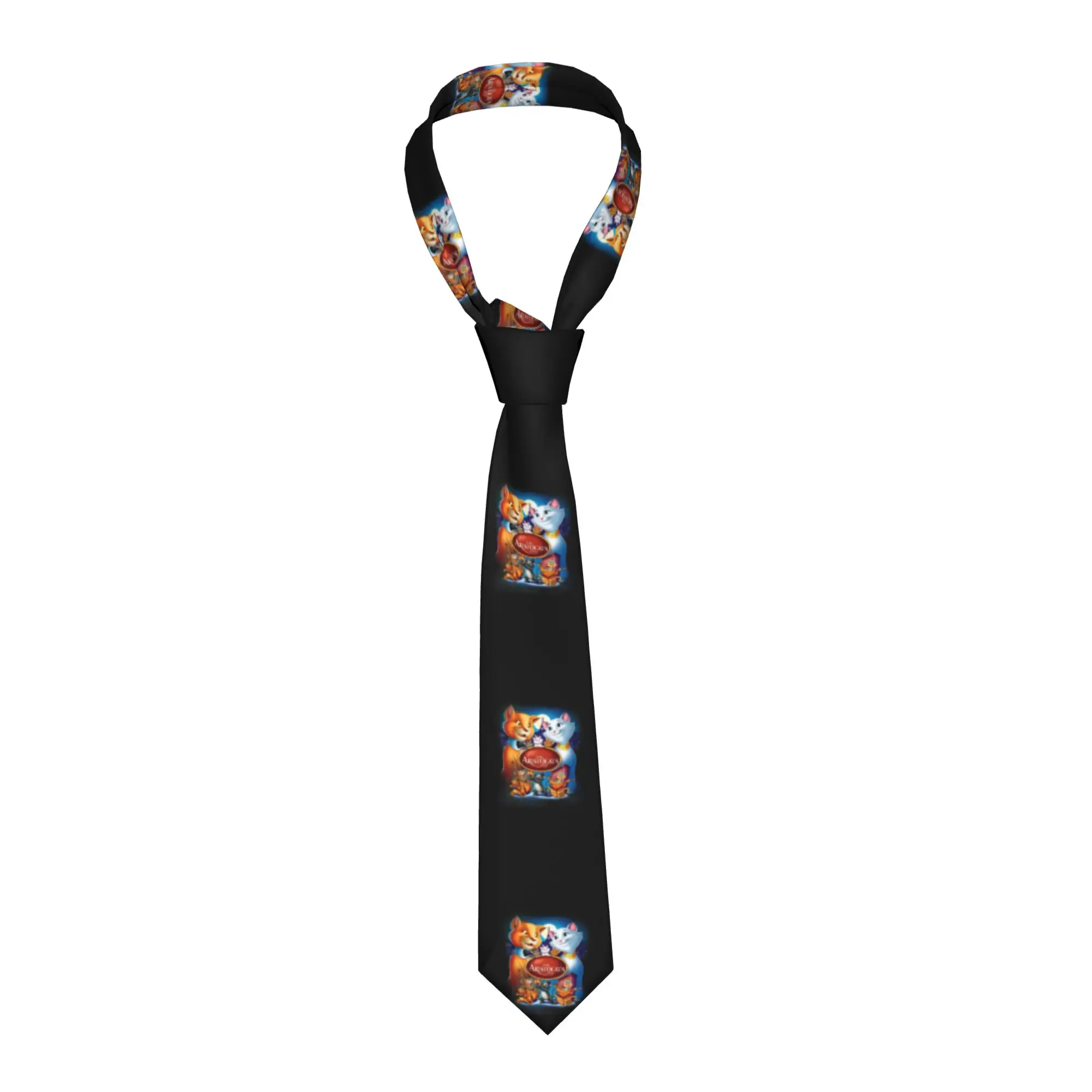 

Модные галстуки с изображением кошки Мари из мультфильма «Аристокоты» для мужчин, персонализированные шелковые галстуки для вечеринок, Gravatas