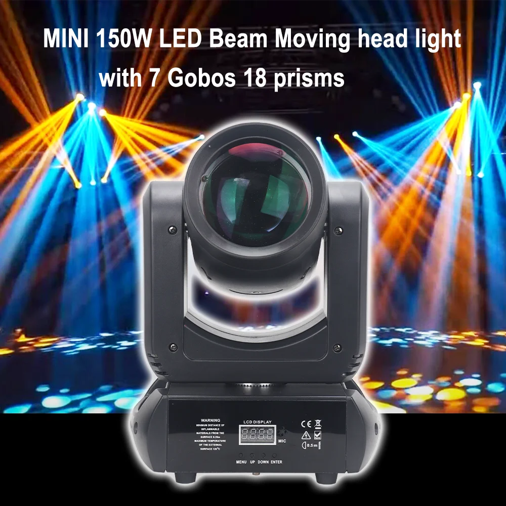 

Светодиодный луч MINI 150 Вт с подвижной головкой и 7 гобовыми 18 призмами DMX512 для DJ, дискотеки, вечеринки, свадебного бара, ночного клуба, сценического освещения