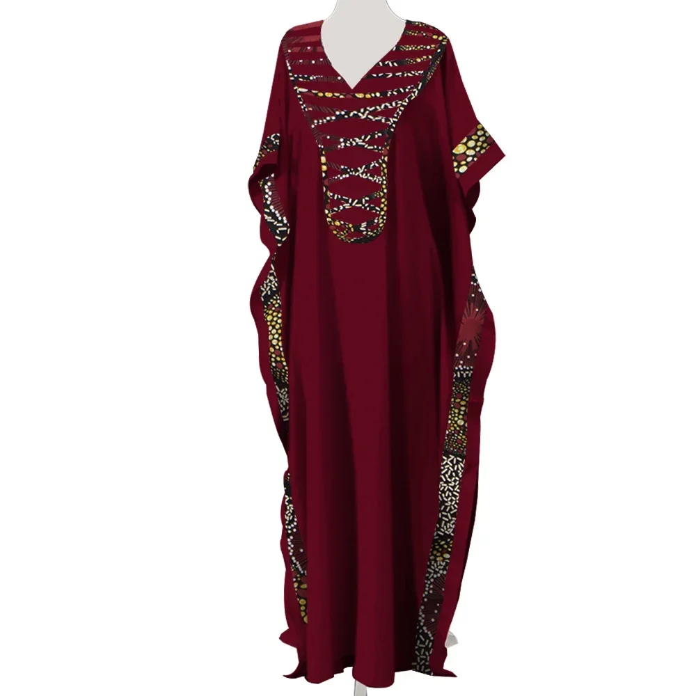 Африканские платья-халат Dashiki с v-образным вырезом для женщин, красочные повседневные свободные африканские платья для женщин, платье до