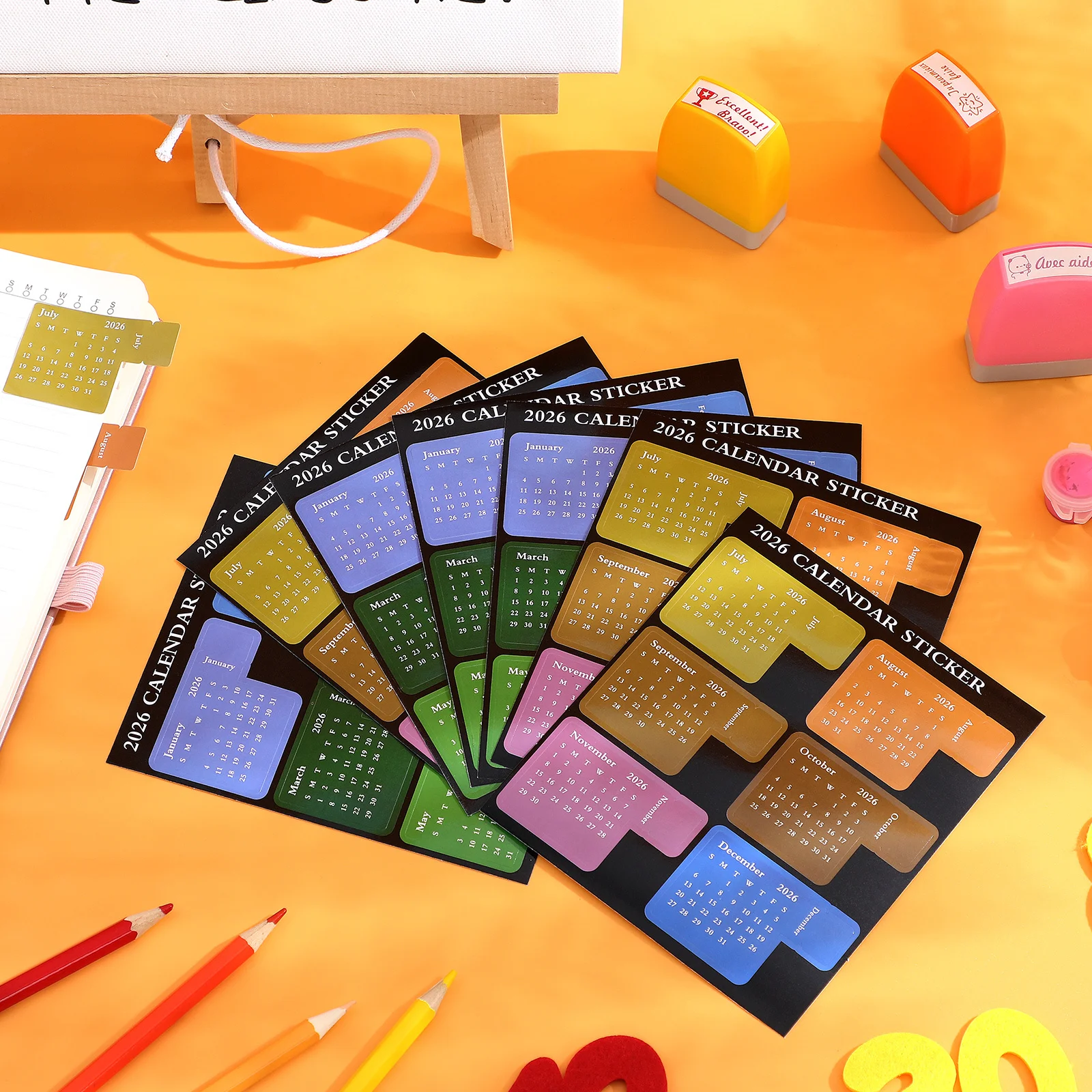 

4 Sets Calendar Index Tabs Monthly Planner Stickers Vibrant Colors Self-Adhesive for Journals Notebooks Scrapbooks