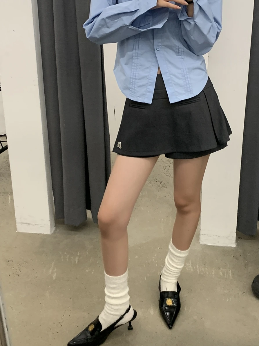 

Юбка трапециевидной формы с высокой талией для женщин, утягивающая юбка с глубокими глазами, брюки для поездок на работу, полиэфирное волокно, дизайн на молнии, юбка