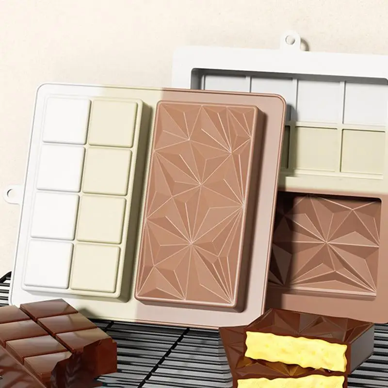 Chocolate Bar Mold Thick Candy Bar Mold Wax Melt Mold Deep Large Thick Silicone Chocolate Bar Molds for Chocolate Energy