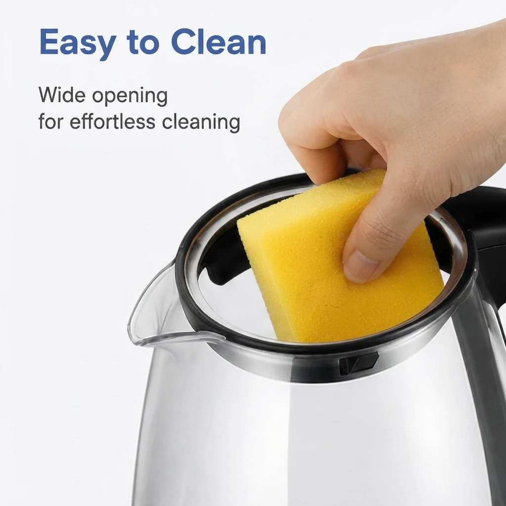 2L Electric Glass Kettle Fast Boil Water Heater with Blue LED Light, 360° Rotating Base, BPA-Free Tea Coffee Kettle for Home