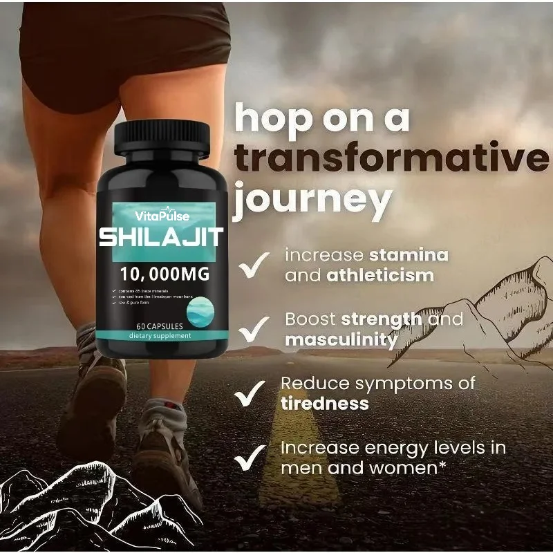 Pure Himalayan Shilajit Contains Over 85 Trace Minerals Such As Fulvic Acid, Providing Immune Support in 60 Capsules