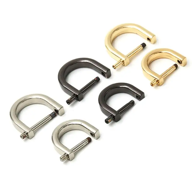 2pcs Metal Opening D Ring Buckle Detachable Dee Buckle Carabiner Clasp for Leather Craft Bag Belt Strap Handle Shoulder Webbing