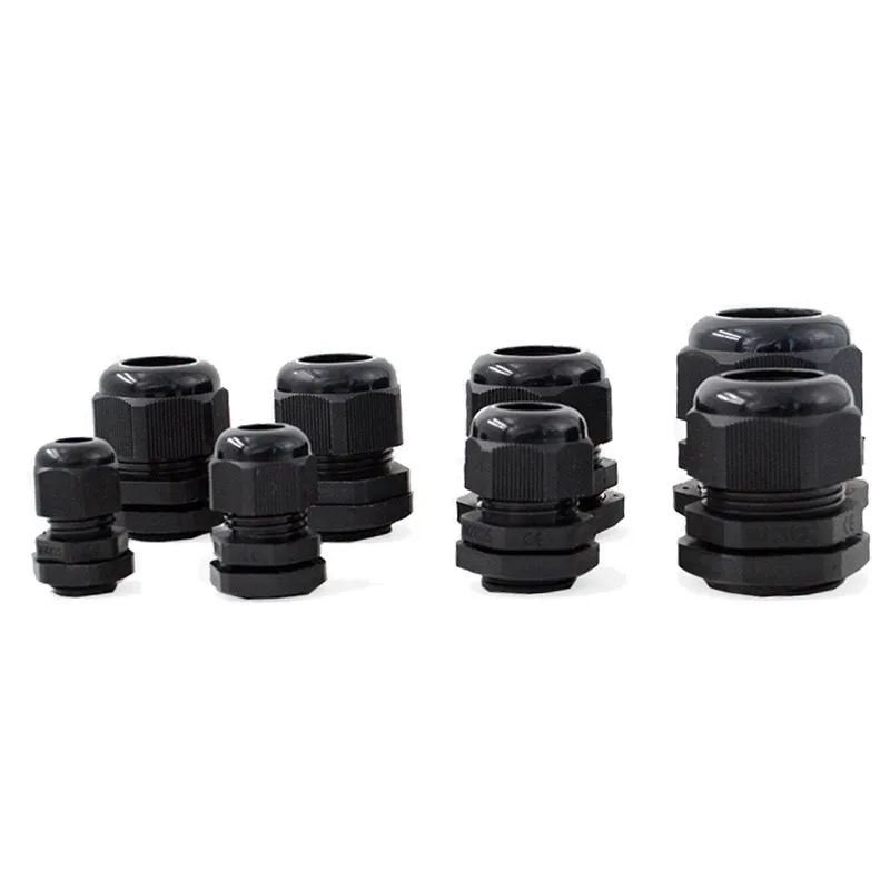 5Pcs Waterproof Cable Gland Cable entry IP68 M8 M10 M12 M16 M20 PG9 /11 PG13.5 PG16 PG19/21 White Black Nylon Plastic Connector