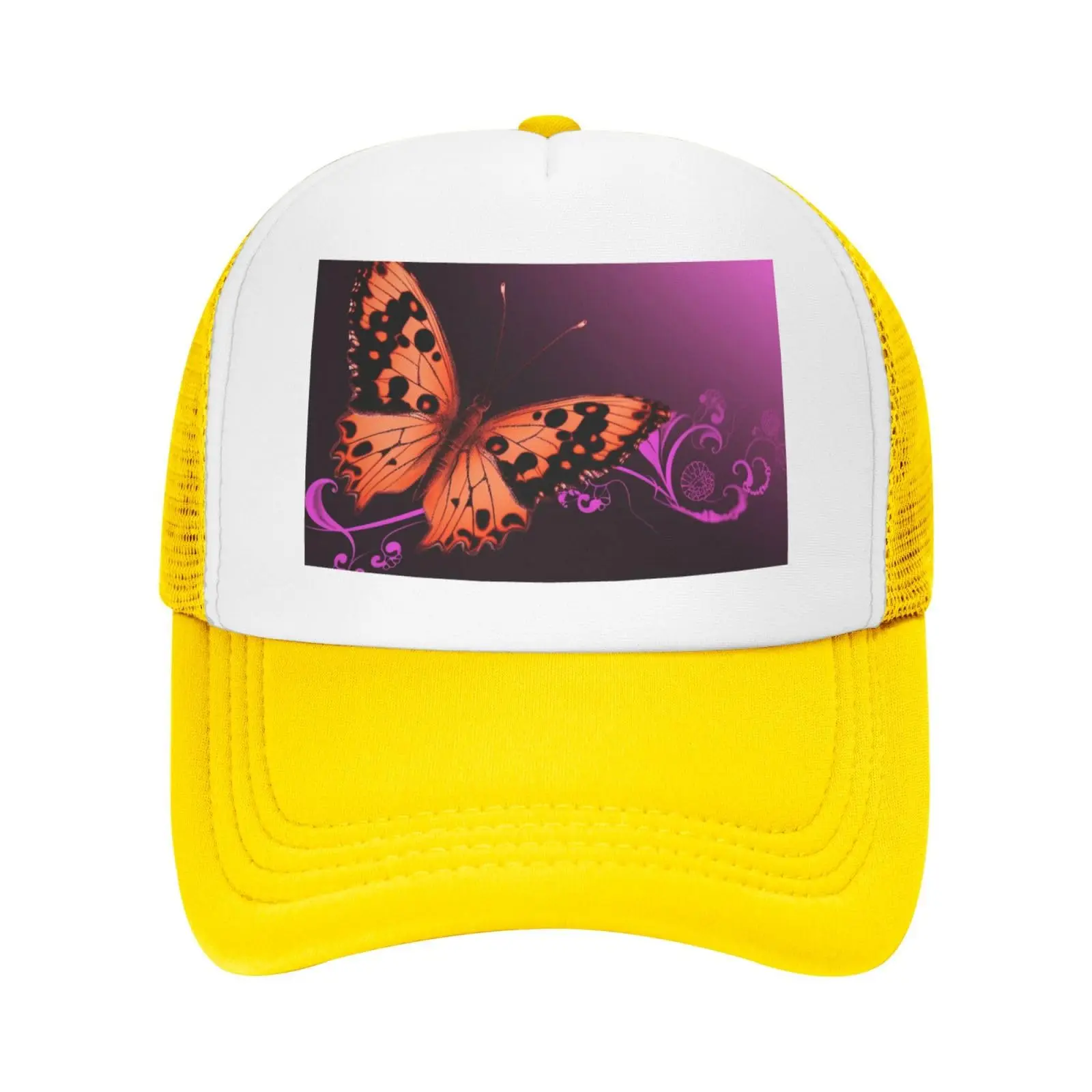 Gorra de béisbol con estampado de mariposa, malla transpirable, Cierre trasero ajustable, cómoda Sombrero de Sol para exteriores, Verano