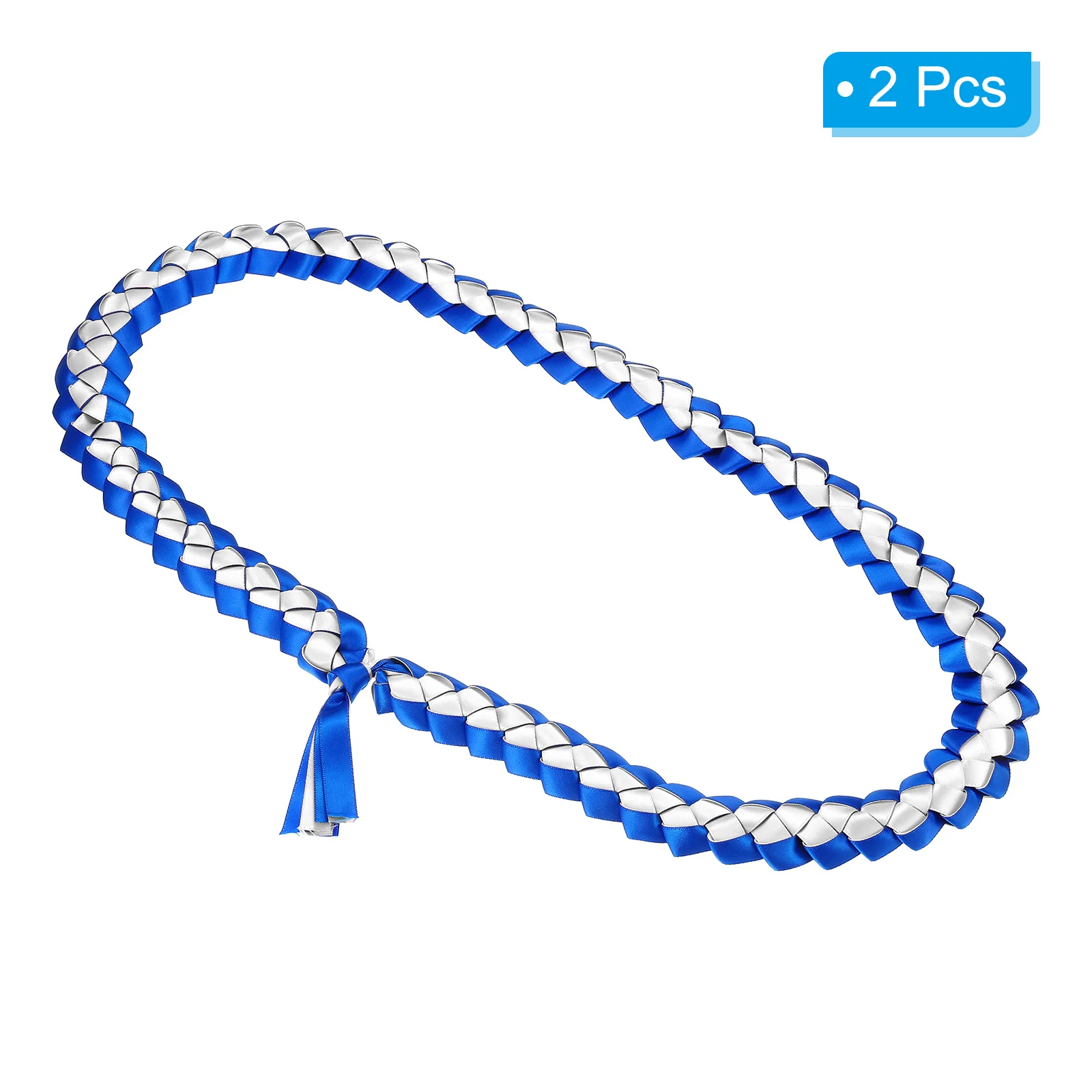 2Pcs Graduation Leis Blue and White Graduation Ribbon Leis Graduation Money Leis Class DIY for Ceremony and Party 47 Inch