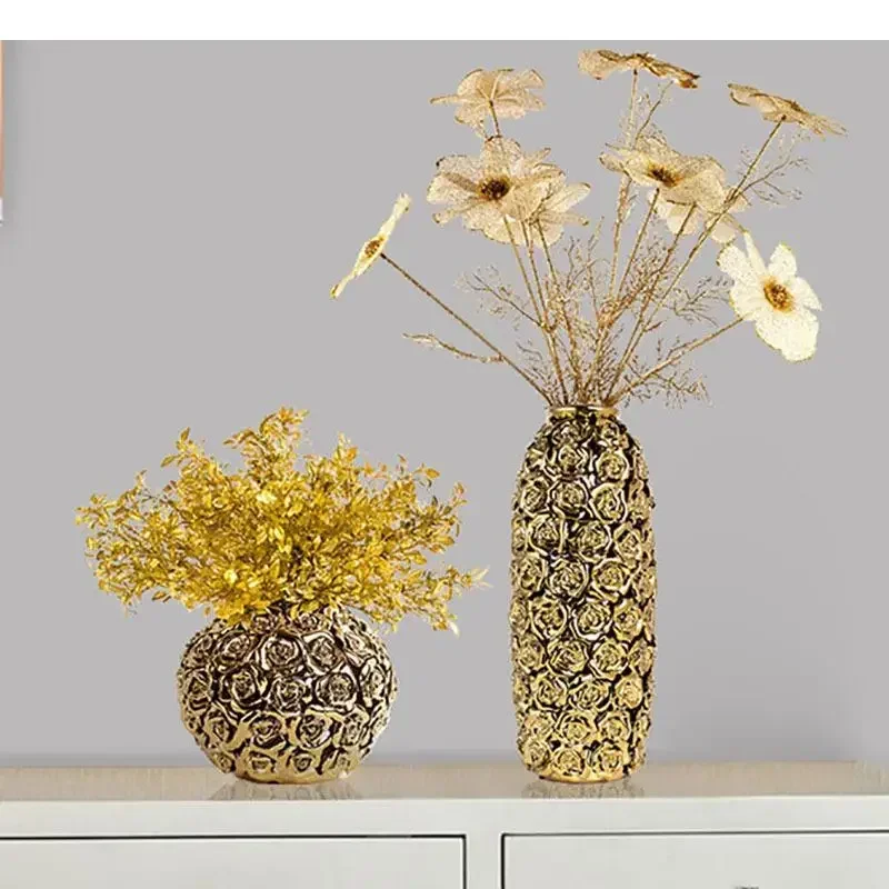 

Vase En Céramique Plaqué Or, Pots De Fleurs Roses