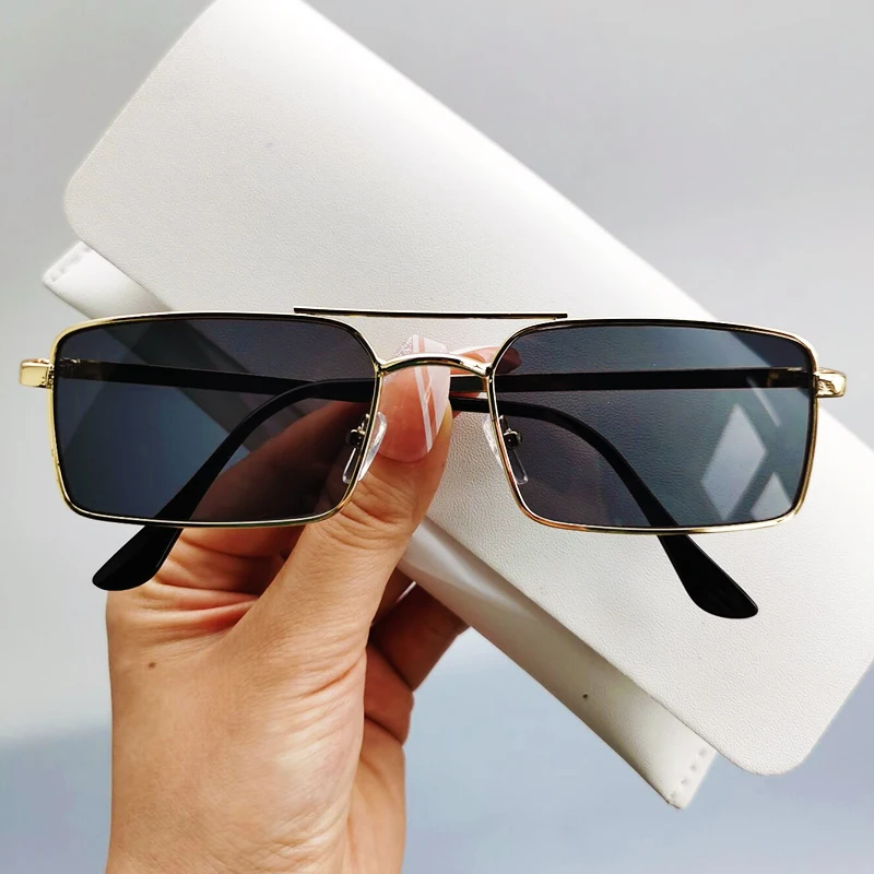 Clearance Metal Vintage Sunglasses Women  Men Luxury Brand Double Bridge Glasses Women Designer Eyewear Men Oculos De Sol