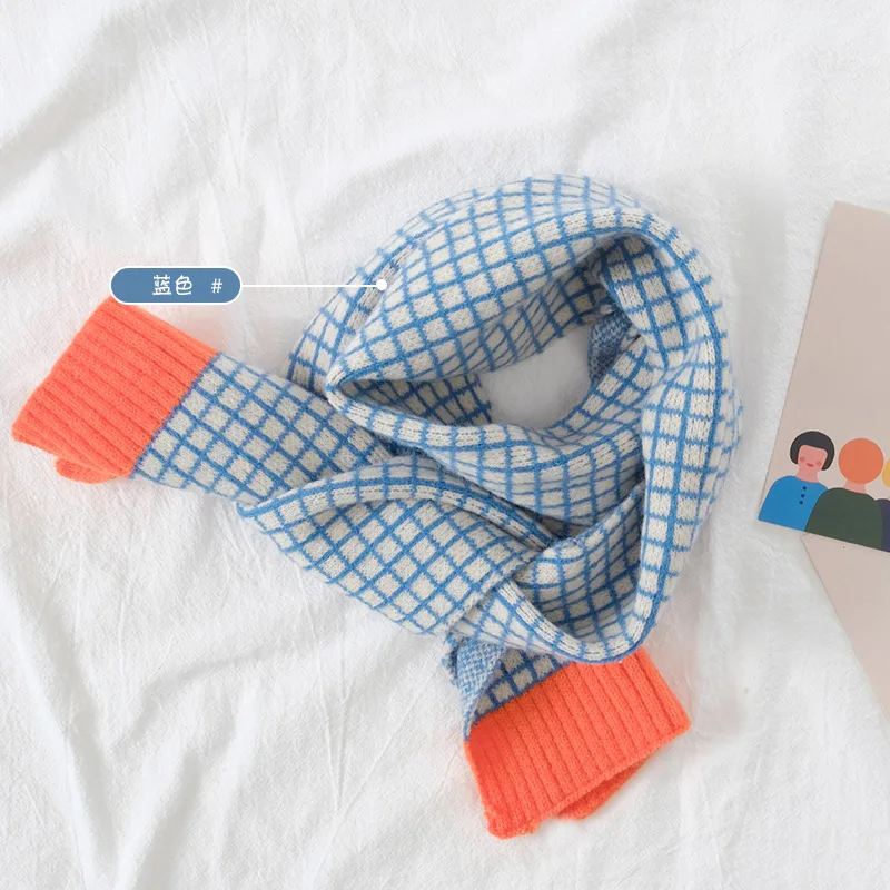 1-12Y nueva bufanda de invierno para niños bufandas de princesa tejidas moda cálida bebés y niñas a cuadros Otoño e Invierno