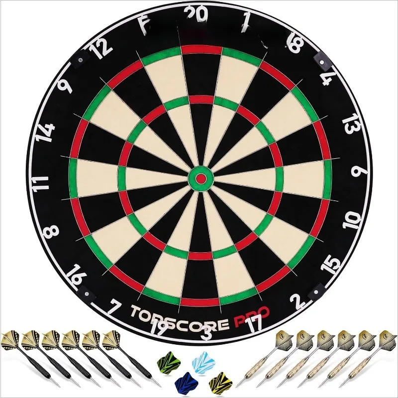 Dart Board - Bristle Steel Tip Dartboard Dart Boards for Adults Bristle Steel Tip Dartboard Set with 12 Darts Metal Tip