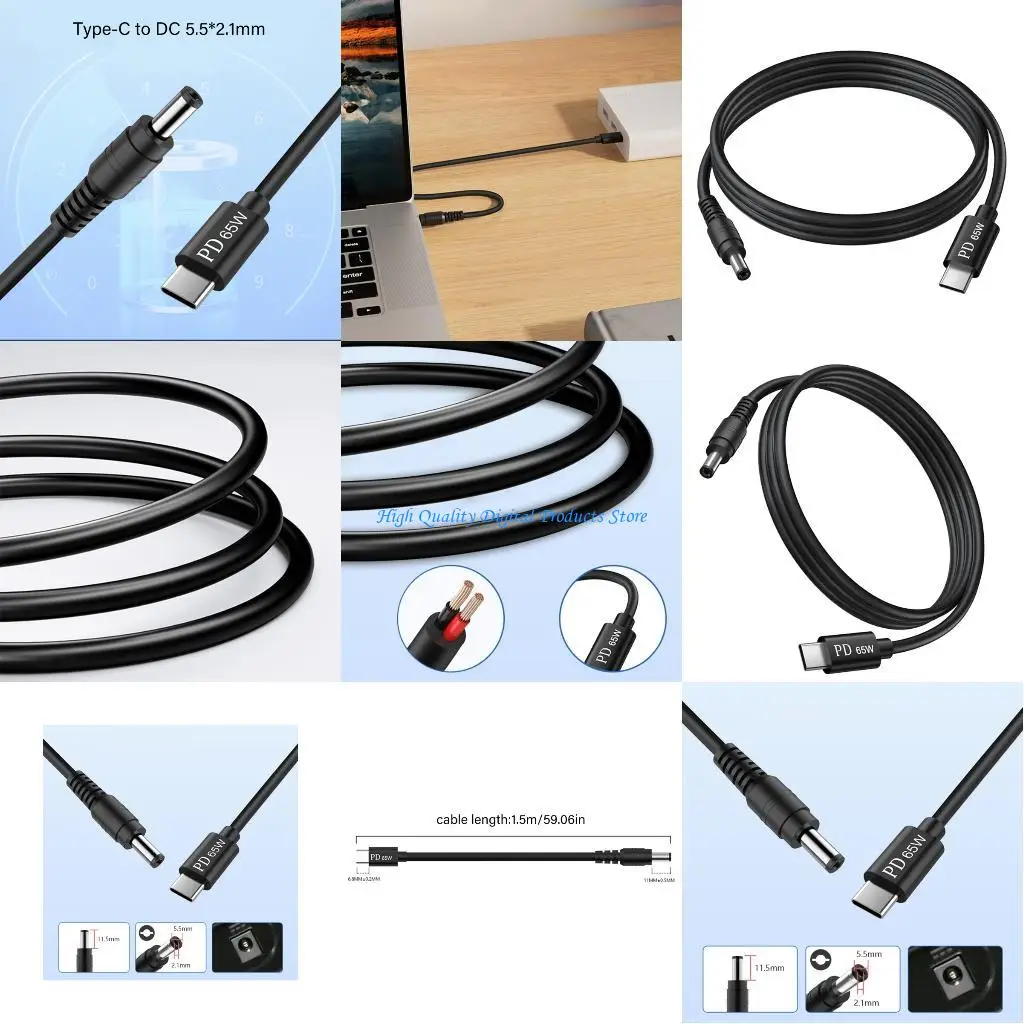 

U2JE PVC 65W Type C Power Delivery Charging Cable for Travel and Office Environment