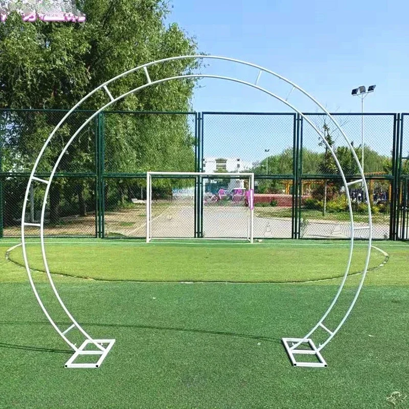 Mori outdoor wedding props wedding wrought iron arch round flower gate stage background semi-round double pole flower stand deco