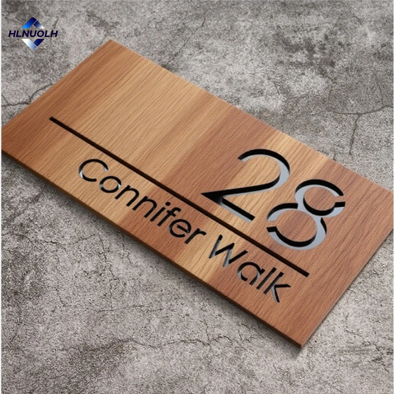 

Customized Outdoor House Number Plate Personalized Family Address Name Hotel Sign 3D Wooden Laser Cutting Exterior Wall Plaque