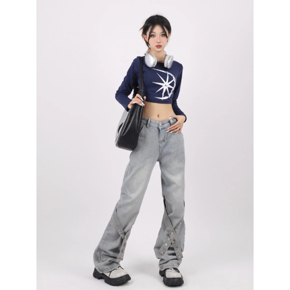 Women's Jeans Woman High Waist Vintage Clothes Female Clothing Denim Straight Leg Jeans  Streetwear Korean Fashion Pants Blue