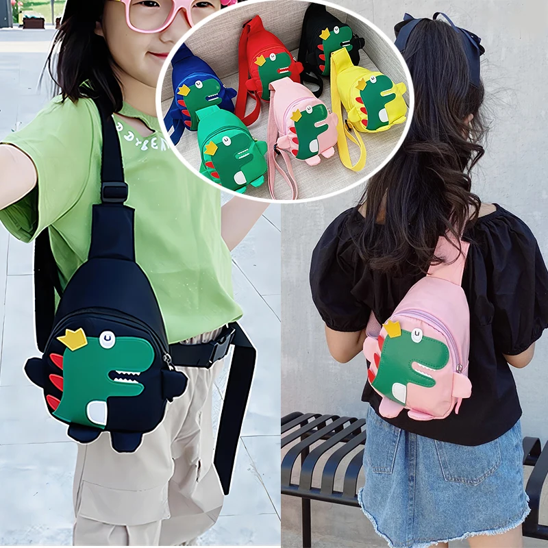 Mini bolsa de viaje de dibujos animados de dinosaurio para niños, bolsos de princesa de moda para hombres y mujeres, bolso de pecho cruzado portátil de un hombro para bebé