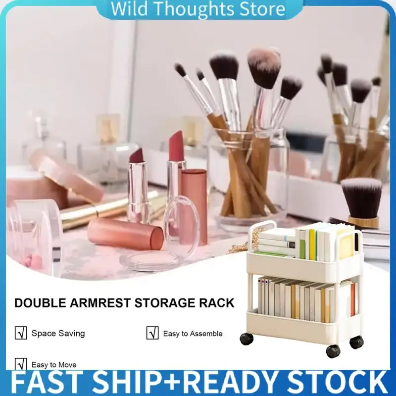 

2 Tier Rolling Utility Cart Storage Shelf Movable Storage Rack Kitchen Bathroom Slim Slide Organizer Snacks Toys Shelf-[Qahk]
