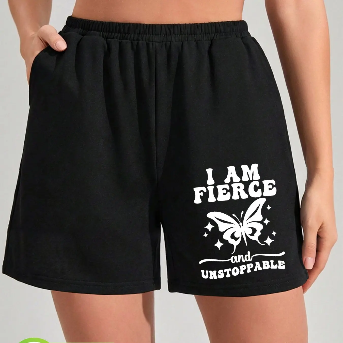 

Spring and Summer Women's Shorts Retro Style Butterfly Star Lines I AM Fierce and UNSTOPPABLE Printed Fashionable and Versatile