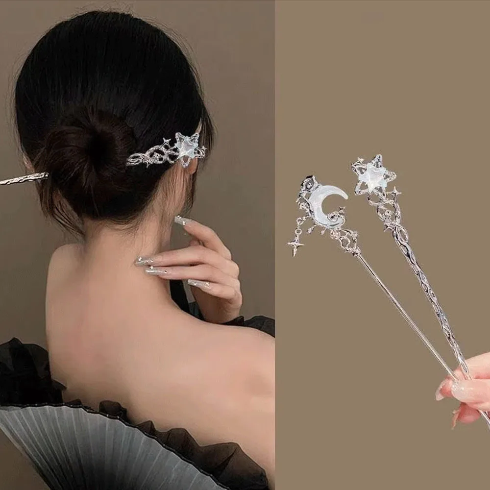 1/3pcs French Hair Pin  Women's Hair Accessories Sweet Stars Moon Gemstones Suitable For Daily Parties Fashionable Hair image 2