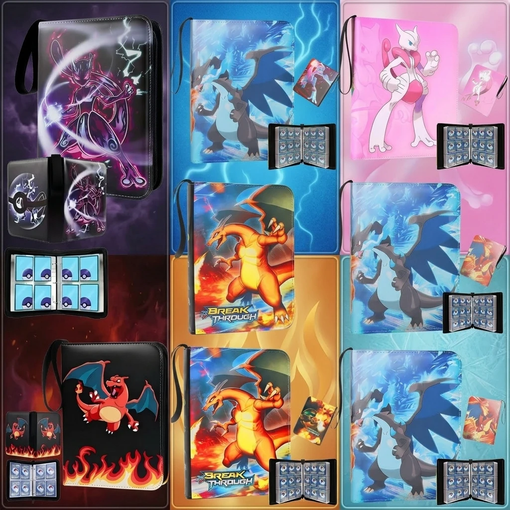 

Bandai Pokemon 4 9 Grid Card Album Binder 400 450 900 Pockets Pikachu Charizard Mewtwo Espeon Arceus Trading Card Storage Gift
