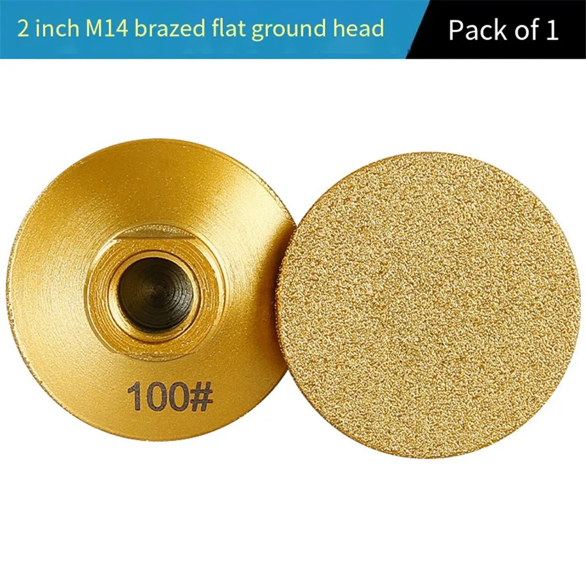 T32C New 1PCS M14 2inch Brazing Brazed Flat Grinding Abrasive Polishing Stone Marble Quartz Cobblestone Grind 100